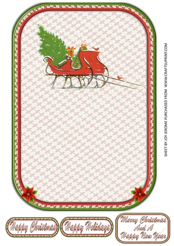 JJ CHRISTMAS SLEIGH HAPPY CHRISTMAS-HOLIDAYS 7X5 INSERT BLANK