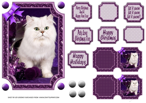 JJ PETS LOVE CHRISTMAS TOO SNOW WHITE CAT 5X7