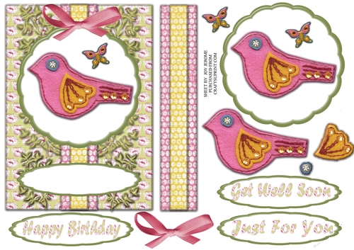 JJ SPRINGTIME BIRD 5X7 BIRTHDAY OR GET WELL