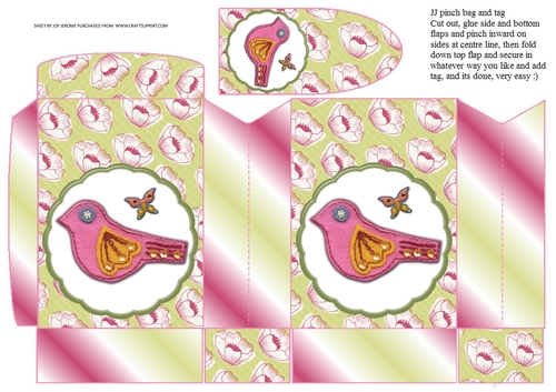 JJ SPRINGTIME BIRD PINCHBAG AND TAG