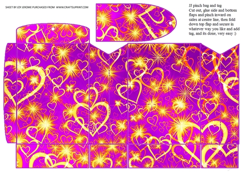 JJ GOLD AND PURPLE HEARTS PINCHBAG AND TAG