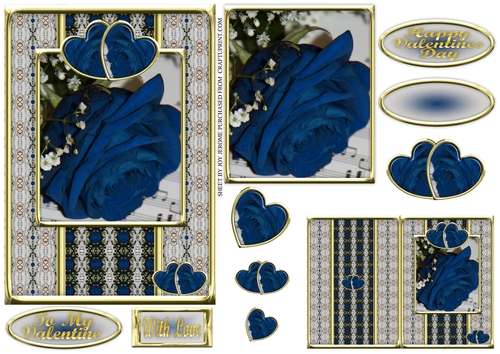 JJ VALENTINE DUSKY BLUE ROSE 5X7