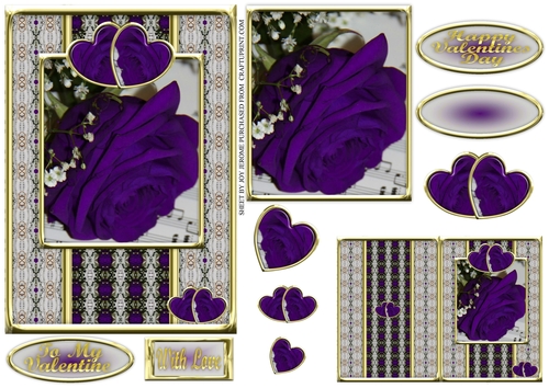  JJ VALENTINE DEEP PURPLE ROSE 5X7