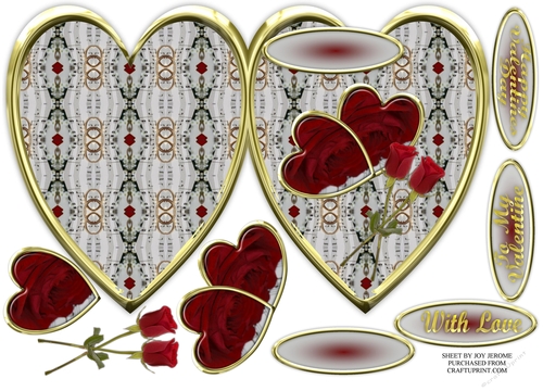 JJ VALENTINE RED ROSE SHAPED CARD