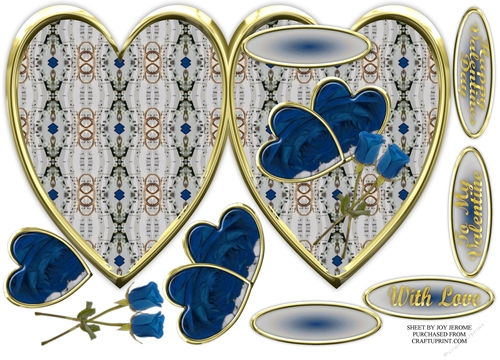 JJ VALENTINE DUSKY BLUE ROSE SHAPED CARD