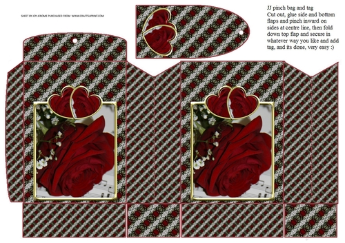  JJ VALENTINE ROSE RED PINCHBAG AND TAG2