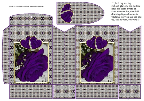 JJ VALENTINE ROSE DEEP PURPLE PINCHBAG AND TAG1