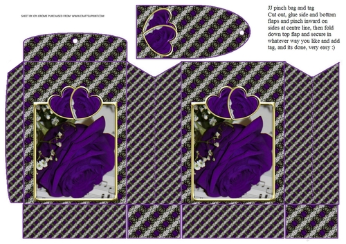 JJ VALENTINE ROSE DEEP PURPLE PINCHBAG AND TAG2