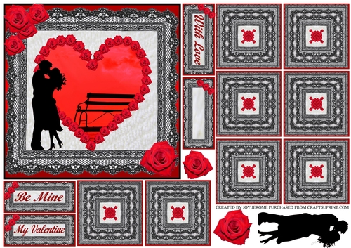  JJ VALENTINE SILHOUETTE AND LACE TEA BAG SQUARE CARD