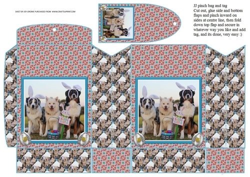 JJ PETS LOVE EASTER TOO DOGGIE PALS PINCH BAG AND TAG