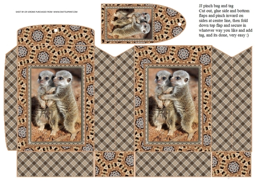  JJ FRIENDS FOREVER MEERKATS PINCHBAG AND TAG