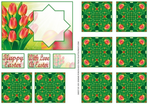 JJ EASTER TULIPS A6 LANDSCAPE TEA BAG CARD 2