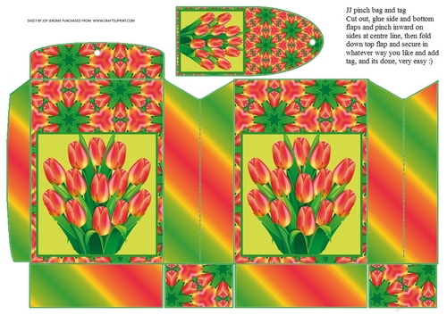 JJ EASTER SPRING TULIPS PINCHBAG AND TAG