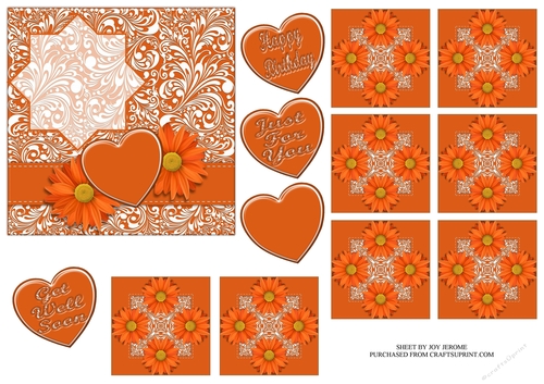 JJ ORANGE MARIGOLD 5X5 TEA BAG CARD