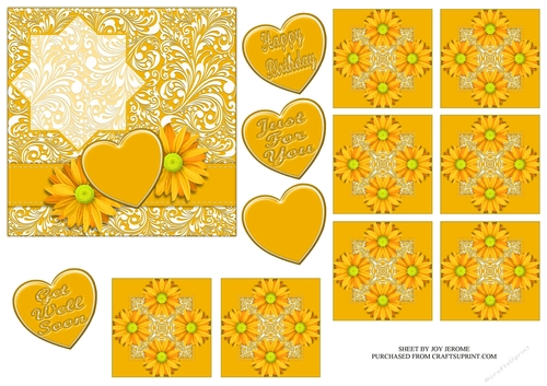 JJ YELLOW MARIGOLD 5X5 TEA BAG CARD
