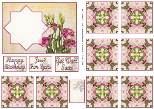 JJ PINK FLOWERS A6 TEA BAG CARD 1
