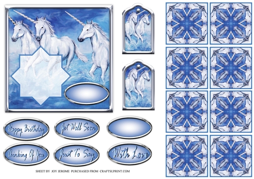 JJ MAGICAL UNICORNS 5X5 TEA BAG CARD