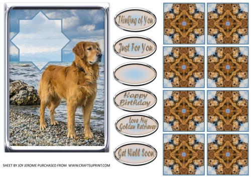 JJ LOVE MY DOG GOLDEN RETRIEVER 5x7 TEA BAG CARD