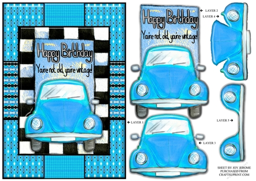 JJ NOT OLD BUT VINTAGE BIRTHDAY CAR BLUE