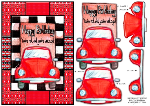 JJ NOT OLD BUT VINTAGE BIRTHDAY CAR RED