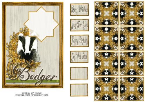  JJ COUNTRY CAPERS BADGER 5X7 TEA BAG CARD