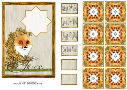 JJ COUNTRY CAPERS FOX 5X7 TEA BAG CARD 