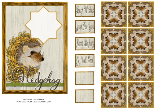 JJ COUNTRY CAPERS HEDGEHOG 5X7 TEA BAG CARD