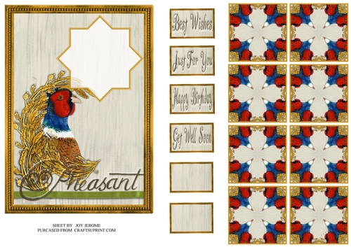 JJ COUNTRY CAPERS PHEASANT 5X7 TEA BAG CARD