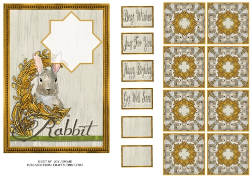 JJ COUNTRY CAPERS RABBIT 5X7 TEA BAG CARD 