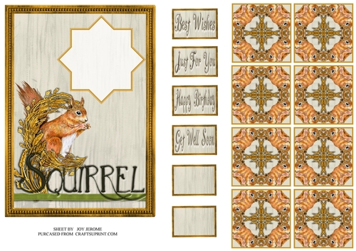 JJ COUNTRY CAPERS SQUIRREL 5X7 TEA BAG CARD