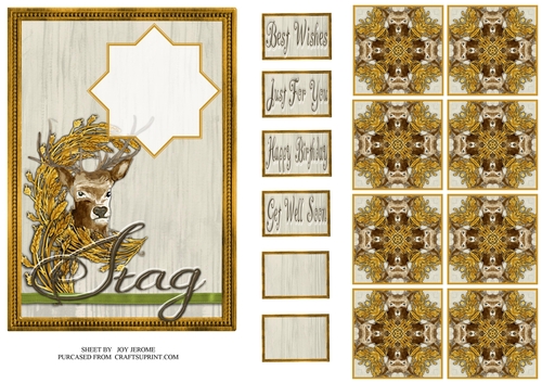 JJ COUNTRY CAPERS STAG 5X7 TEA BAG CARD