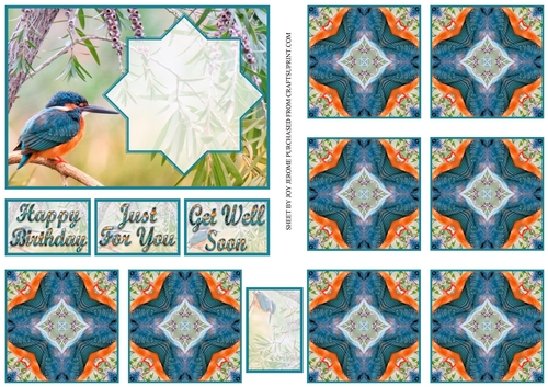  JJ KINGFISHER 2 A6 TEA BAG CARD