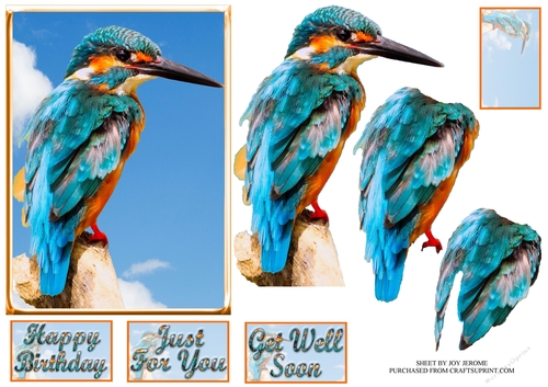 JJ KINGFISHER 1 5X7 DECOUPAGE