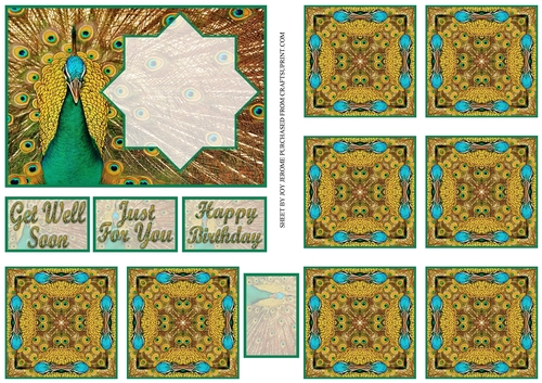 JJ PEACOCK 2 A6 TEA BAG CARD