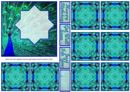 JJ PEACOCK 5X5 TEA BAG CARD