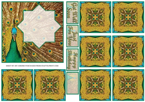 JJ PEACOCK 2 5X5 TEA BAG CARD