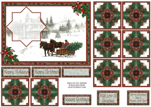  JJ CHRISTMAS BRINGING HOME THE TREE 7X5 TEA BAG CARD