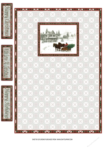  JJ CHRISTMAS BRINGING HOME THE TREE 7X5 TEA BAG CARD INSERT