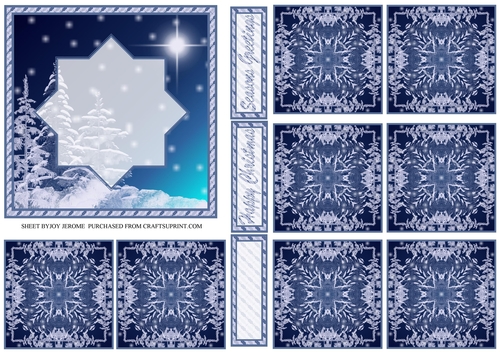 JJ BLUE CHRISTMAS 1 5X5 TEA BAG CARD