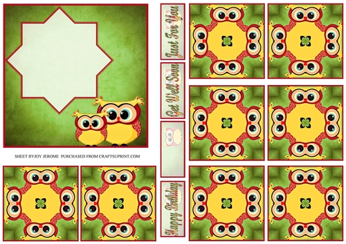 JJ OWL 2 5X5 TEA BAG CARD