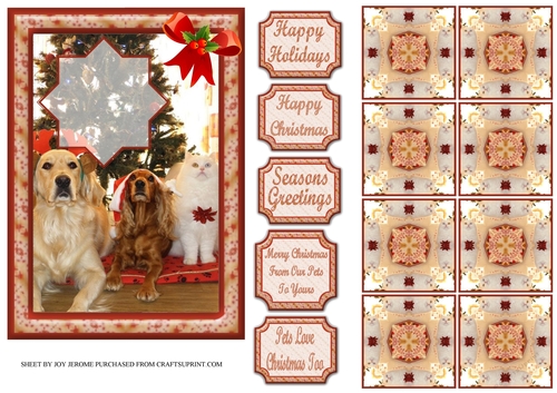 JJ PETS LOVE CHRISTMAS TOO 5X7 TEA BAG SHEET