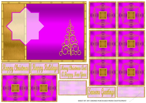 JJ CHRISTMAS LILAC AND GOLD 7X5 TEA BAG