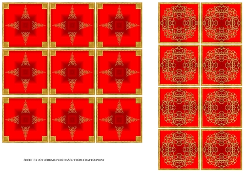 JJ CHRISTMAS RED AND GOLD EXTRA TEA BAG TILES