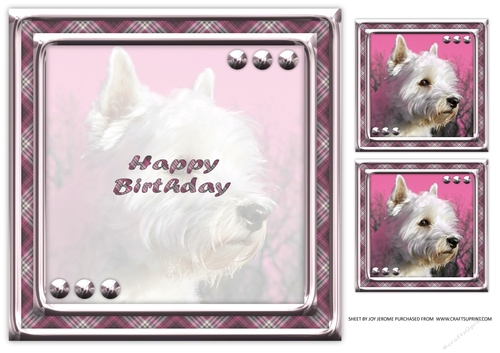 JJ LOVE MY DOG WEST HIGHLAND TERRIER OR WESTIE 2 8X8 INSERT HAPPY BIRTHDAY