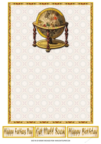 JJ VINTAGE SKY GLOBE 7X5 FATHERS DAY BIRTHDAY AND MORE INSERT