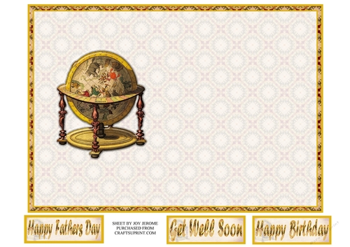 JJ VINTAGE SKY GLOBE 7X5 FATHERS DAY BIRTHDAY AND MORE PORTRAIT INSERT