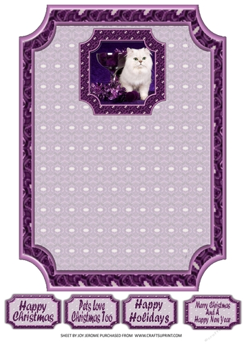 JJ PETS LOVE CHRISTMAS TOO SNOW WHITE CAT 7X5 LANDSCAPE INSERT