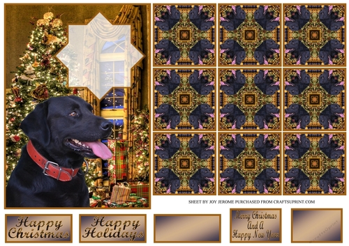  JJ LABRADOR 2 CHRISTMAS 7X5 TEA BAG CARD