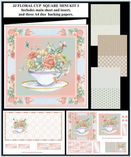 JJ FLORAL CUP SQUARE CARD MINI KIT 3
