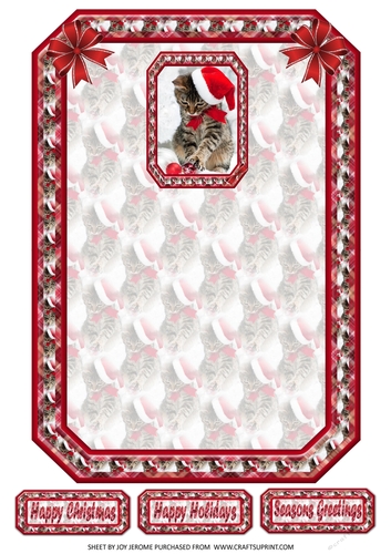 JJ PETS LOVE CHRISTMAS TOO CUTE CAT 7X5 LANDSCAPE INSERT